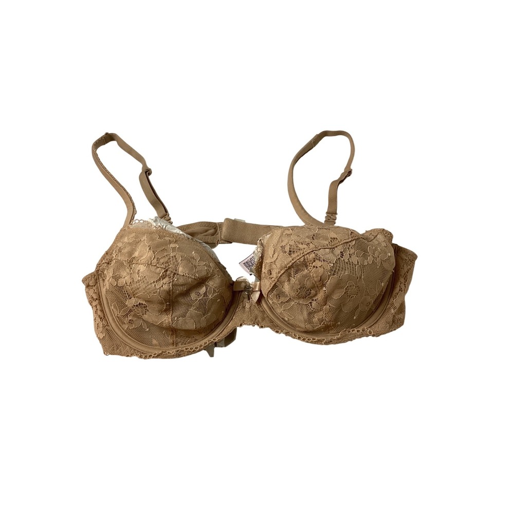 Victorias Secret Body by Victoria Unlined Demi Bra Tan Beige Lace 36B